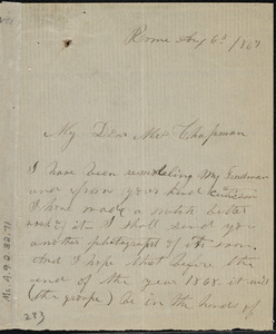 Letter from Edmonia Lewis, Rome, Italy, to Maria Weston Chapman, Aug. 6th, 1867