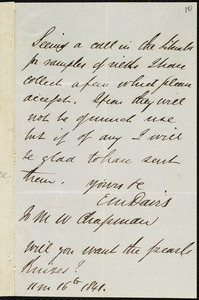 Letter from Edward Morris Davis, Philadelphia, [Penn.], to Maria Weston Chapman, 11mo[nth] 16th [day] 1841