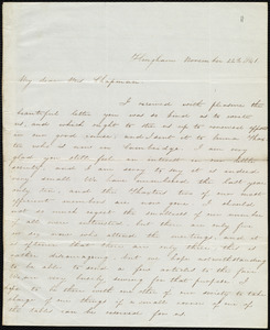 Letter from Elizabeth W. Lincoln, Hingham, to Maria Weston Chapman, November 22'd, 1841
