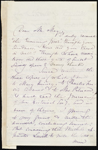 Letter from Maria Weston Chapman, Weymouth, [Mass.], to Samuel May, Sunday morning, [June? 1877]