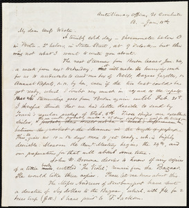 Letter from Samuel May, Anti-Slavery Office, 21 Cornhill, B[oston, Mass.], to Anne Warren Weston, Jan. 11th, [1849]
