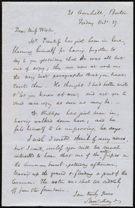 Letter from Samuel May, 21 Cornhill, Boston, to Anne Warren Weston, Friday, Oct. 27, [1848?]