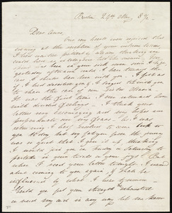 Letter from Mary Gray Chapman, Boston, [Mass.], to Anne Warren Weston, 24th May, [1838?], 8 o/c[lock?]