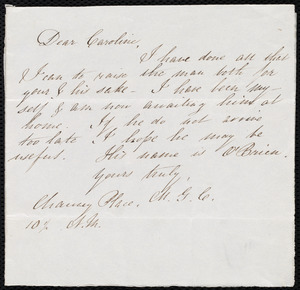 Letter from Mary Gray Chapman, Chauncey Place, [Boston, Mass.], to Caroline Weston, 10 1/2 A.M