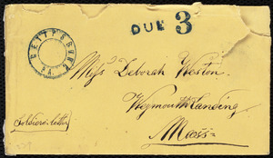 Envelope from Augustus Hesse, Gettysburg, Pa., to Deborah Weston, [not after 1863 July 1]
