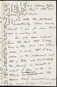 Letter from James Miller M'Kim, Anti-Slavery office, Phil[adelphi]a, to Miss Weston, Oct. 31st