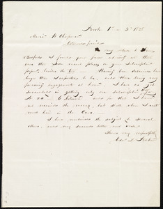 Letter from Edward L. Baker, Boston, [Mass.], to Maria Weston Chapman, 1st m[onth] 2 [day] 1858