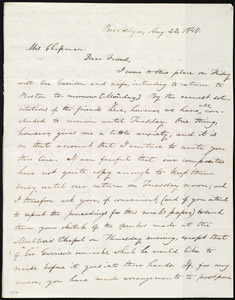 Letter from Oliver Johnson, Brooklyn, [Conn.], to Maria Weston Chapman, Aug. 23, 1840