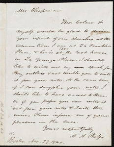 Letter from Amos Augustus Phelps, Boston, [Mass.], to Maria Weston Chapman, Nov. 23, 1840