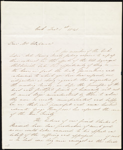 Letter from Jane Jennings, Cork, [Ireland], to Maria Weston Chapman, Dec. 1st, 1841