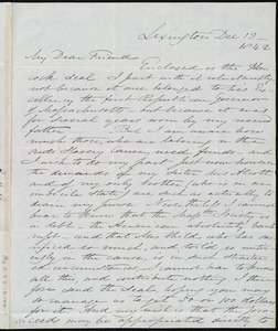Letter from Samuel Joseph May, Lexington, [Mass.], to Maria Weston Chapman, Dec. 13, 1842