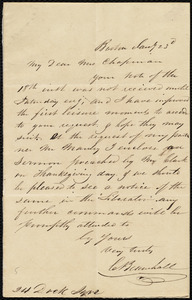 Letter from Cornelius Bramhall, Boston, [Mass.], to Maria Weston Chapman, Jan'y 23'd, [1843?]