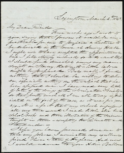 Letter from Samuel Joseph May, Lexington, [Mass.], to Maria Weston Chapman, March 4th, 1843
