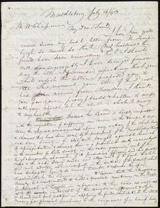 Letter from John Anderson Collins, Middlebury, [VT], to Maria Weston Chapman, July 14/[18]43