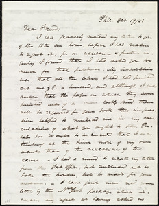 Letter from James Miller M'Kim, Phil[adelphia], [Penn.], to Maria Weston Chapman, Oct. 19 / [18]43