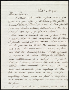 Letter from James Miller M'Kim, Phil[adelphi]a, to Maria Weston Chapman, Nov. 6/[18]43