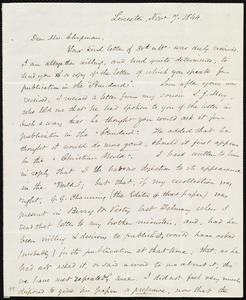 Letter from Samuel May, Leicester, [Mass.], to Maria Weston Chapman, Nov. 7, 1844