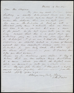 Letter from John Murray Forbes, Milton, [Mass.], to Maria Weston Chapman, 14 Nov. 1845