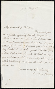 Letter from Caroline Porter to Caroline Weston, [1845 Nov.?]