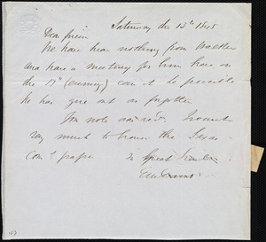 Letter from Edward Morris Davis, [Philadelphia , Penn.], to Maria Weston Chapman, Saturday the 13th [Dec.] 1845