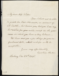 Letter from Caroline Porter, Roxbury, [Mass.], to Caroline Weston, Dec. 25th, 1845