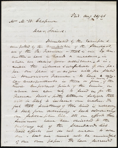 Letter from James Miller M'Kim, Phil[adelphia], [Penn.], to Maria Weston Chapman, Aug. 26/[18]46