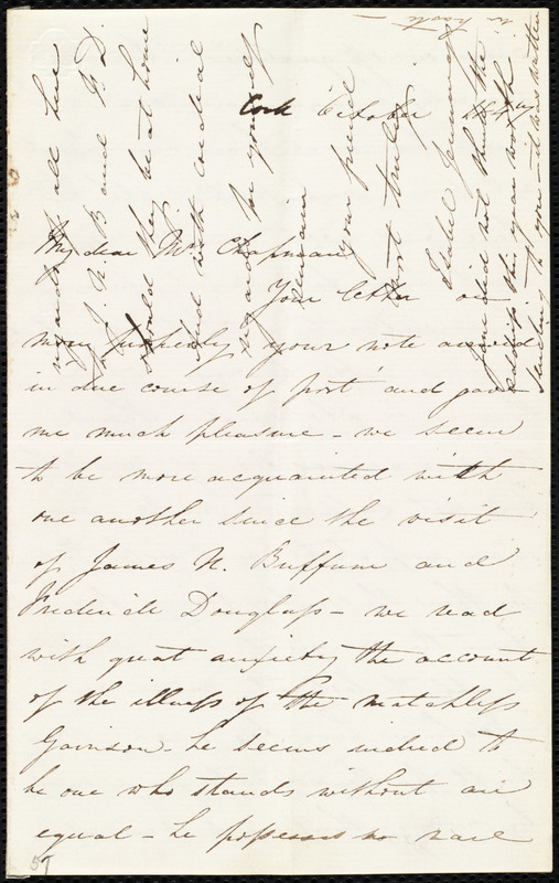 Letter from Isabel Jennings, Cork, [Ireland], to Maria Weston Chapman ...