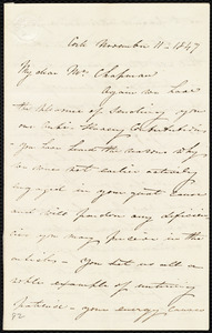 Letter from Isabel Jennings, Cork, [Ireland], to Maria Weston Chapman, November 11, 1847