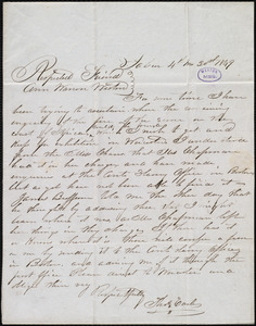 Letter from Thomas Earle, Salem, [Mass.], to Anne Warren Weston, 4th mo[nth] 30th [day] 1849