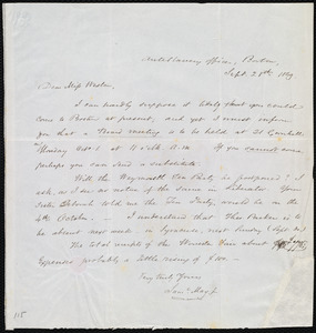 Letter from Samuel May, Anti-Slavery Office, Boston, [Mass.], to Anne Warren Weston, Sept. 28th, 1849