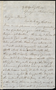 Letter from Mrs. Mary Welsh, 9 S[outh] Apsley Place, Glasgow, [Scotland], to Maria Weston Chapman, Nov. 23'd, 1849