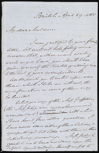 Letter from John Bishop Estlin, Bristol, [England], to Anne Warren Weston, April 29, 1850