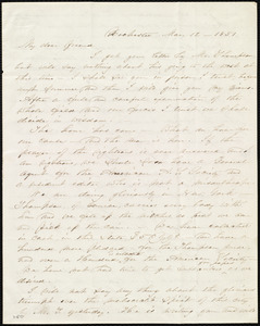 Letter from Abby Kelley Foster, Rochester, [NY], to Anne Warren Weston, Mar[ch] 12, 1851