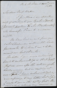 Incomplete letter from John Bishop Estlin, Park St., [Bristol, England], to Caroline Weston, March 20th, 1852, Sat[urda]y