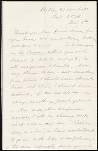 Letter from Samuel May, 21 Cornhill, Boston, [Mass.], to Anne Warren Weston, Sat., 1 p.m., Dec. 8th, [1855?]