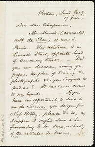 Letter from Samuel May, Boston [Mass.], to Maria Weston Chapman, Sund[ay] Eve[nin]g, 17 Jan. [1858]