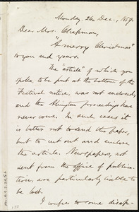 Letter from Oliver Johnson, [New York?], to Maria Weston Chapman, 26 Dec. 1859