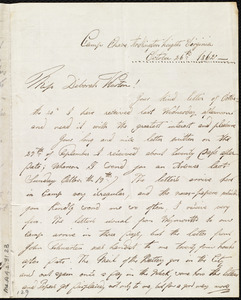 Letter from Augustus Hesse, Camp Chase, Ardlington [sic] Heights, Virginia, to Deborah Weston, October 26th, 1862