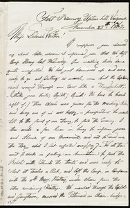 Letter from Augustus Hesse, Fort Ramsay, Upton's-Hill, Virginia, to Deborah Weston, November 23rd, 1862