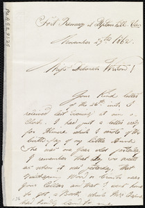 Letter from Augustus Hesse, Fort Ramsay at Upton's hill, Vir[ginia], to Deborah Weston, November 29th, 1862