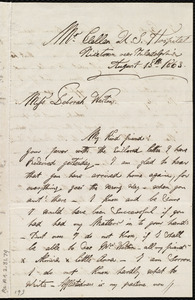 Letter from Augustus Hesse, McClellan U.S. Hospital, Nicetown near Philadelphia, [Pa.], to Deborah Weston, August 15, 1863