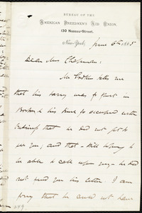 Letter from James Miller M'Kim, [New York], to Maria Weston Chapman, June 6th, 1865