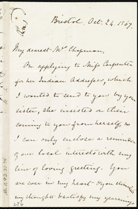 Letter from Mary Anne Estlin, Bristol, [England], to Maria Weston Chapman, Oct. 24, 1867