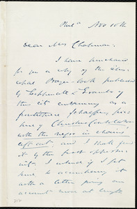 Letter from James Miller M'Kim, Phil[adelphi]a, [Penn.], to Maria Weston Chapman, Nov. 10th, [1857?]