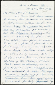 Letter from James Miller M'Kim, Anti-Slavery Office, Phil[adelphi]a, [Penn.], to Maria Weston Chapman, Nov. 19th, [1857]