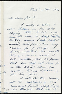 Letter from James Miller M'Kim, Phil[delphi]a, [Penn.], to Maria Weston Chapman, Nov. 25th, [185-?]
