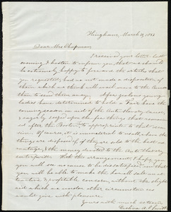 Letter from Evelina A. S Smith, Hingham, [Mass.], to Maria Weston Chapman, March 31, 1843