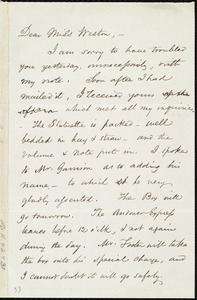 Letter from Samuel May, 21 Cornhill, Boston, [Mass.], to Miss Weston, Wed. p.m., Jan. 19th, [1853]