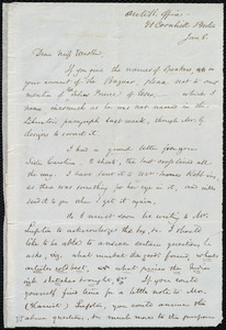 Letter from Samuel May, Anti-Sl[avery] Office, 21 Cornhill, Boston, [Mass.], to Miss Weston, Jan. 8, [1849-1855]