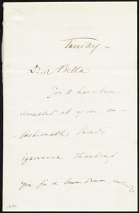 Letter from Wendell Phillips to Deborah Weston, Tuesday [1863?]